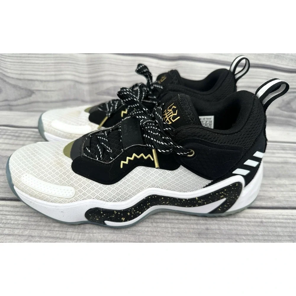 ADIDAS D.O.N. ISSUE #3 GOLD METAL BASKETBALL SHOES - WHITE‎ BLACK GOLD - MEN 8.5